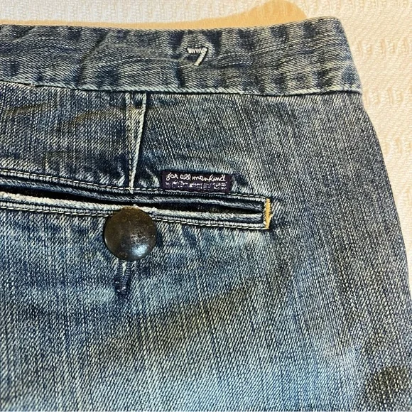 Vintage Seven 7 For All Mankind Jeans Sz 31 Blue Bootcut Flare Faded Made In USA - Picture 6 of 11